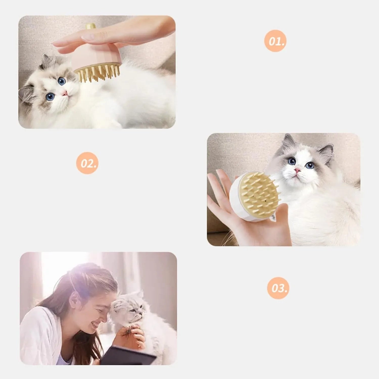 Green double-sided pet shampoo massage brush with drain holes for cat and dog washing