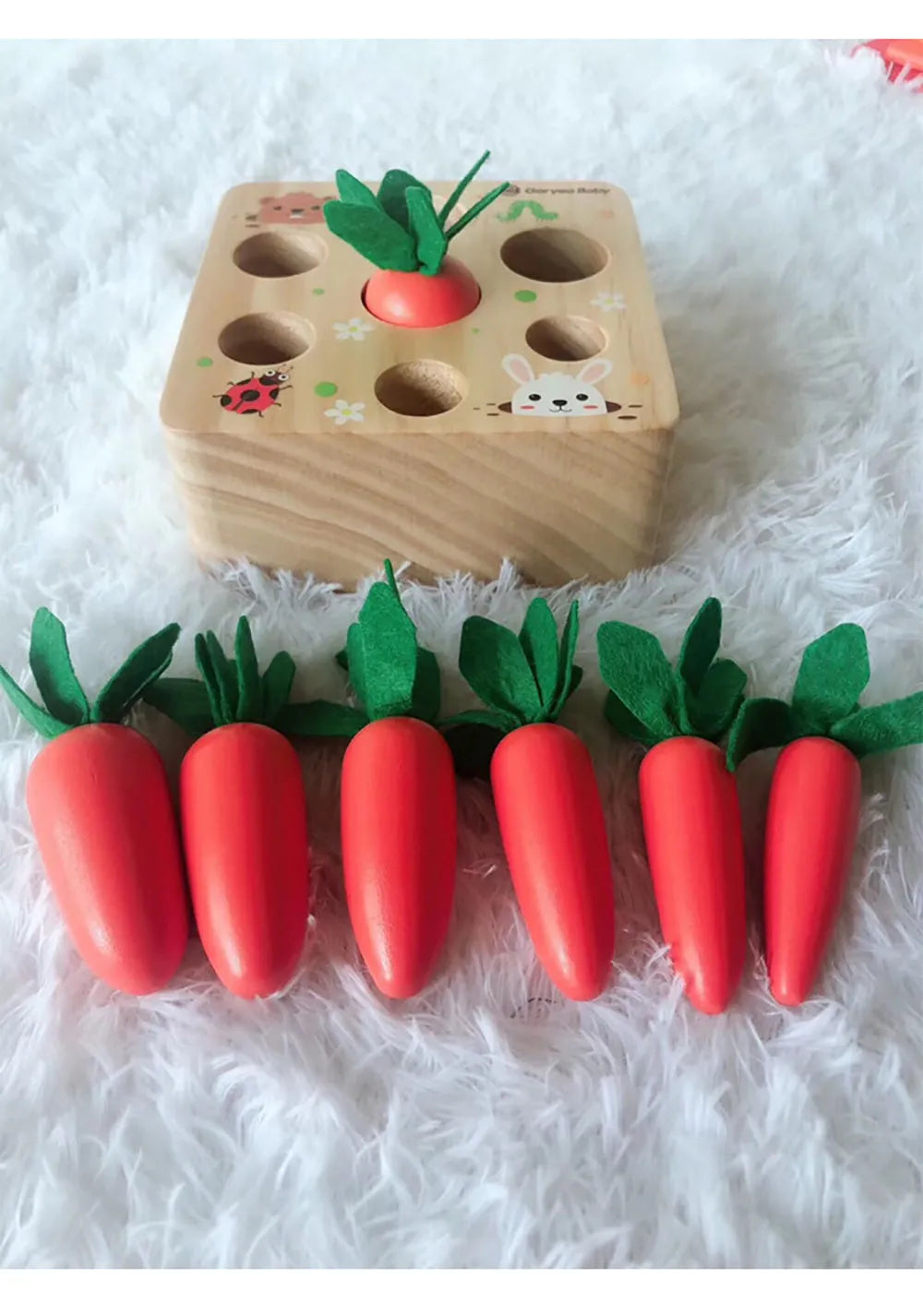 Harvest carrots educational toy for 2-4 year olds made from pine wood with water-based paint