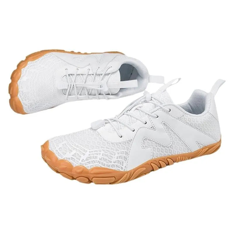 A pair of couple sports climbing shoes with a Flyknit lining and rubber sole in a choice of colours.