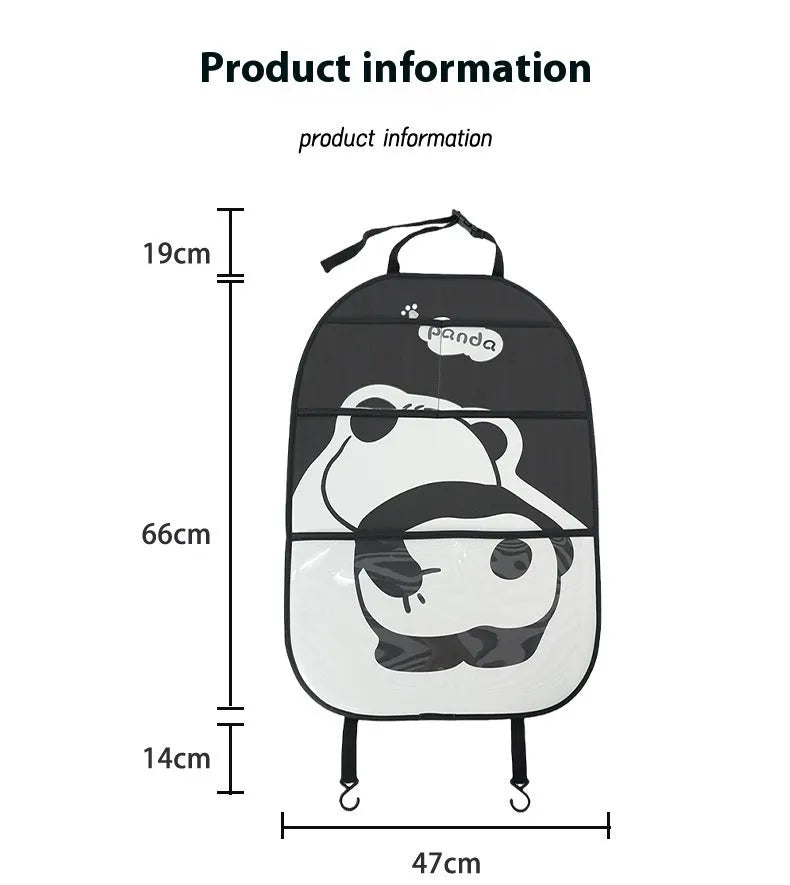 Large Naughty Panda anti-kick pad in black and white leather design for wall or furniture protection