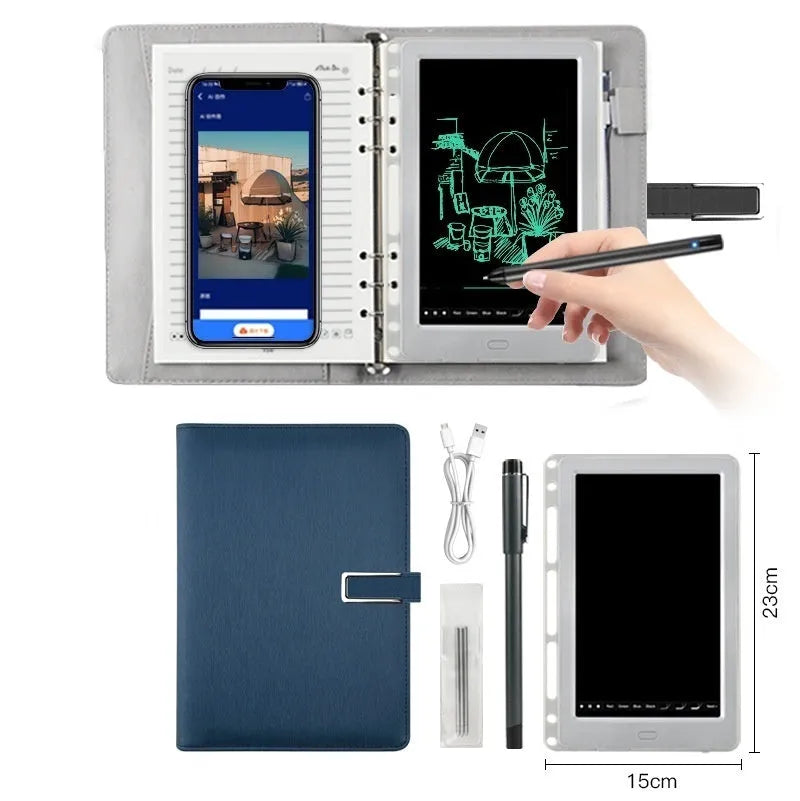 85-inch electronic writing pad with stitching appearance design, smart pen, and accessories