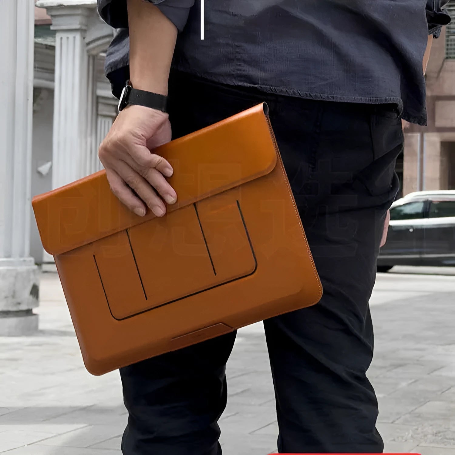 13.3-inch laptop bracket bag with integrated dual-angle design in black and brown business styles
