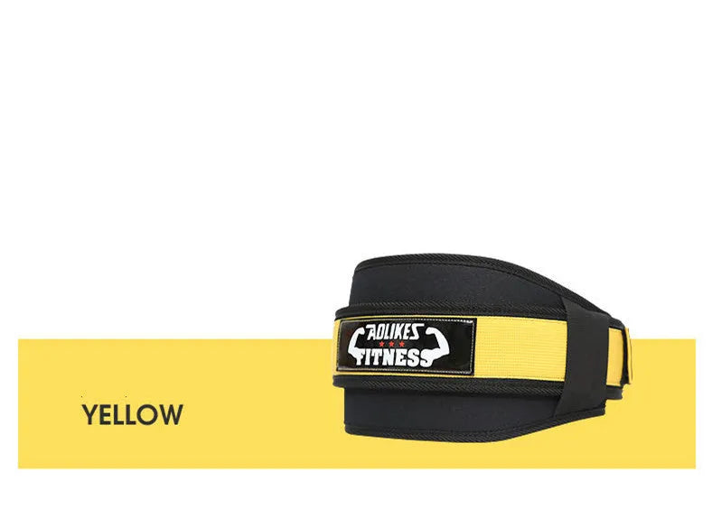 Nylon fitness weightlifting waistband for adults in black, red or yellow colours with L, M, XL size options