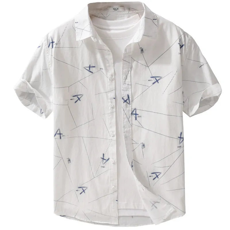 Loose fit pure cotton short sleeve shirt in light green, shown on a model.