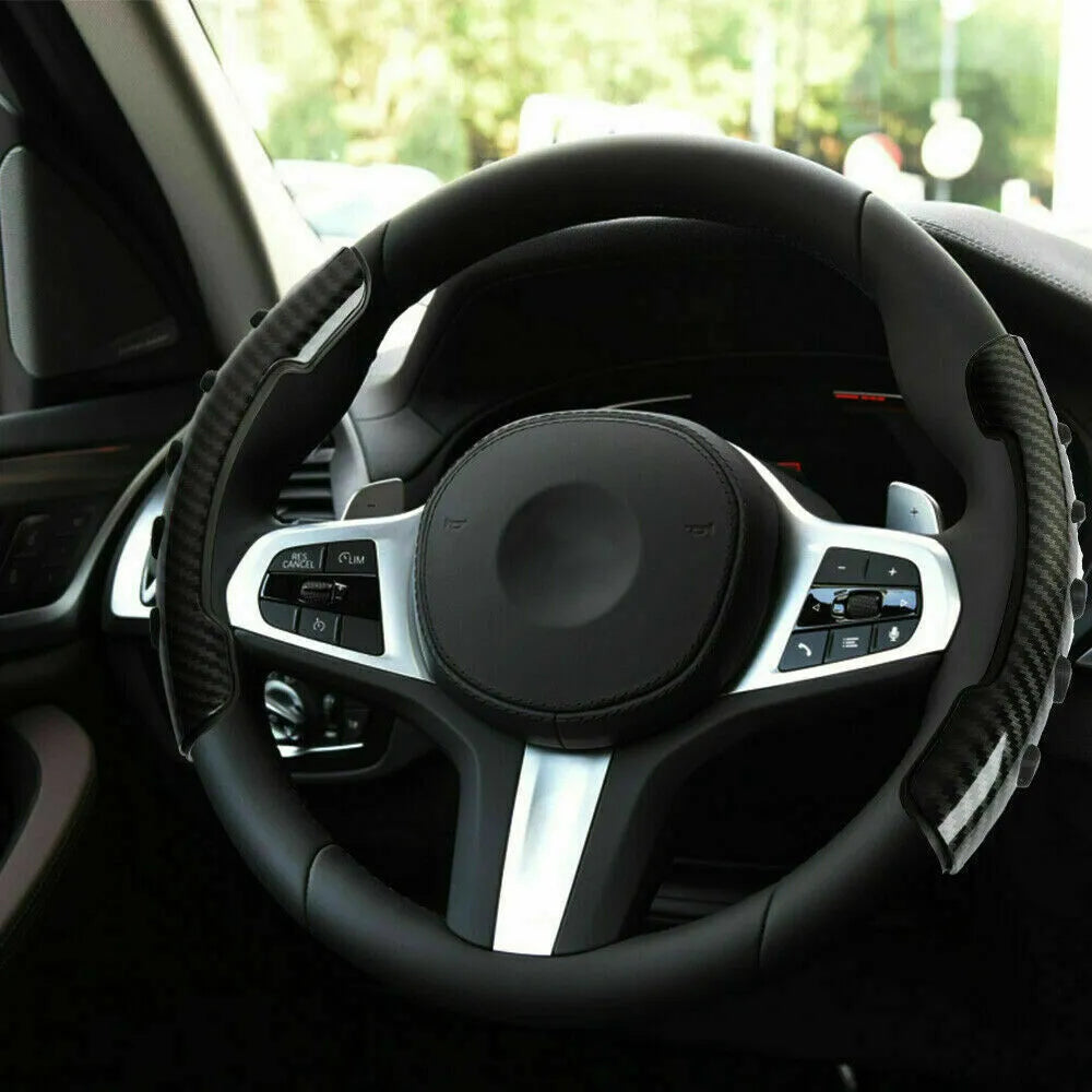 Carbon fibre black fibre anti-skid sleeve for a 38cm steering wheel.