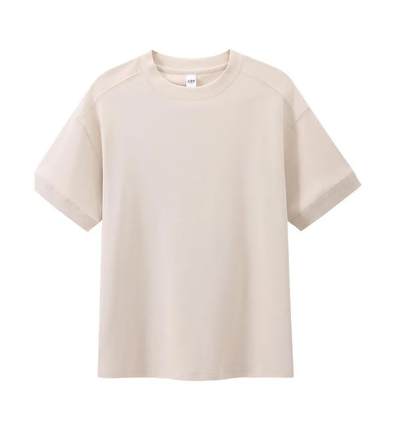 Short-sleeved loose-fit cotton pique T-shirt for youth in solid colour options