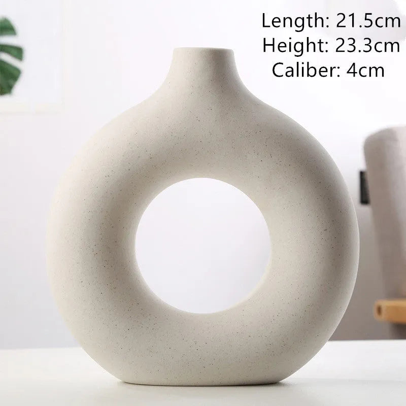 Frosted particle porcelain biscuit vase in neutral colour for floral arrangements