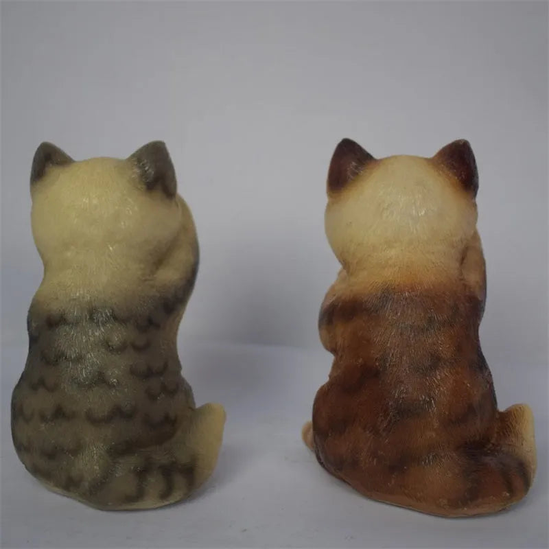 Brown cat-shaped solar lawn light for garden decoration with solar panel