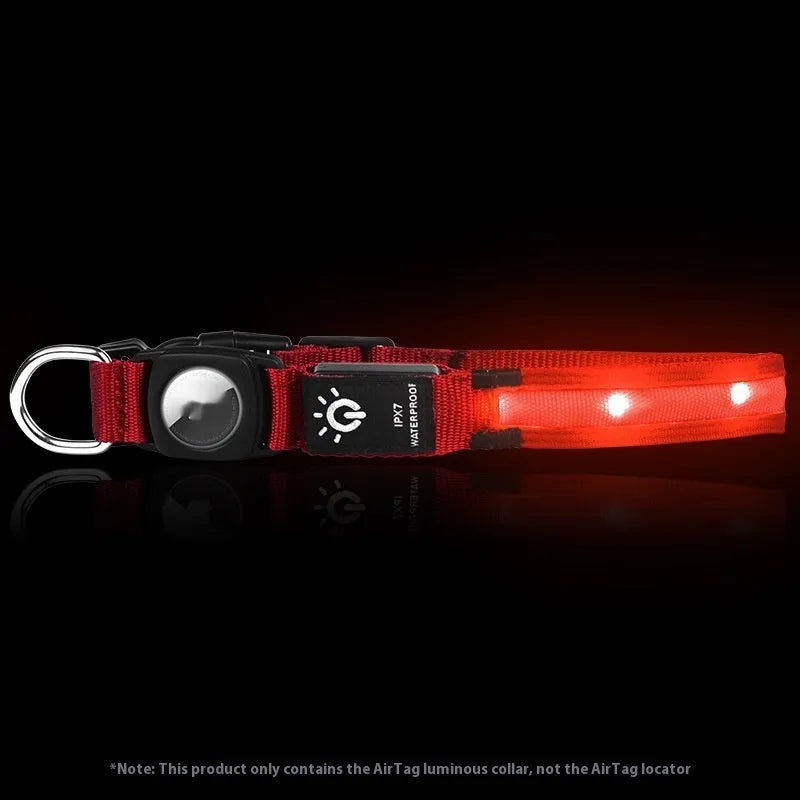 Waterproof LED pet luminous collar with nylon battery box for dogs and cats, available in multiple colours and sizes S M L
