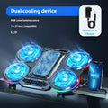 Black laptop cooler with 4-core fan, semiconductor cooling, RGB lighting, 410 x 296 x 40 mm, 1 m cable