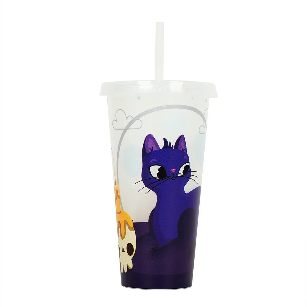 Halloween luminous straw cup 720ml PP plastic reusable coloured cylinder cup