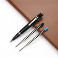 Black full metal rollerball pen with pocket clip and 0.7mm refill