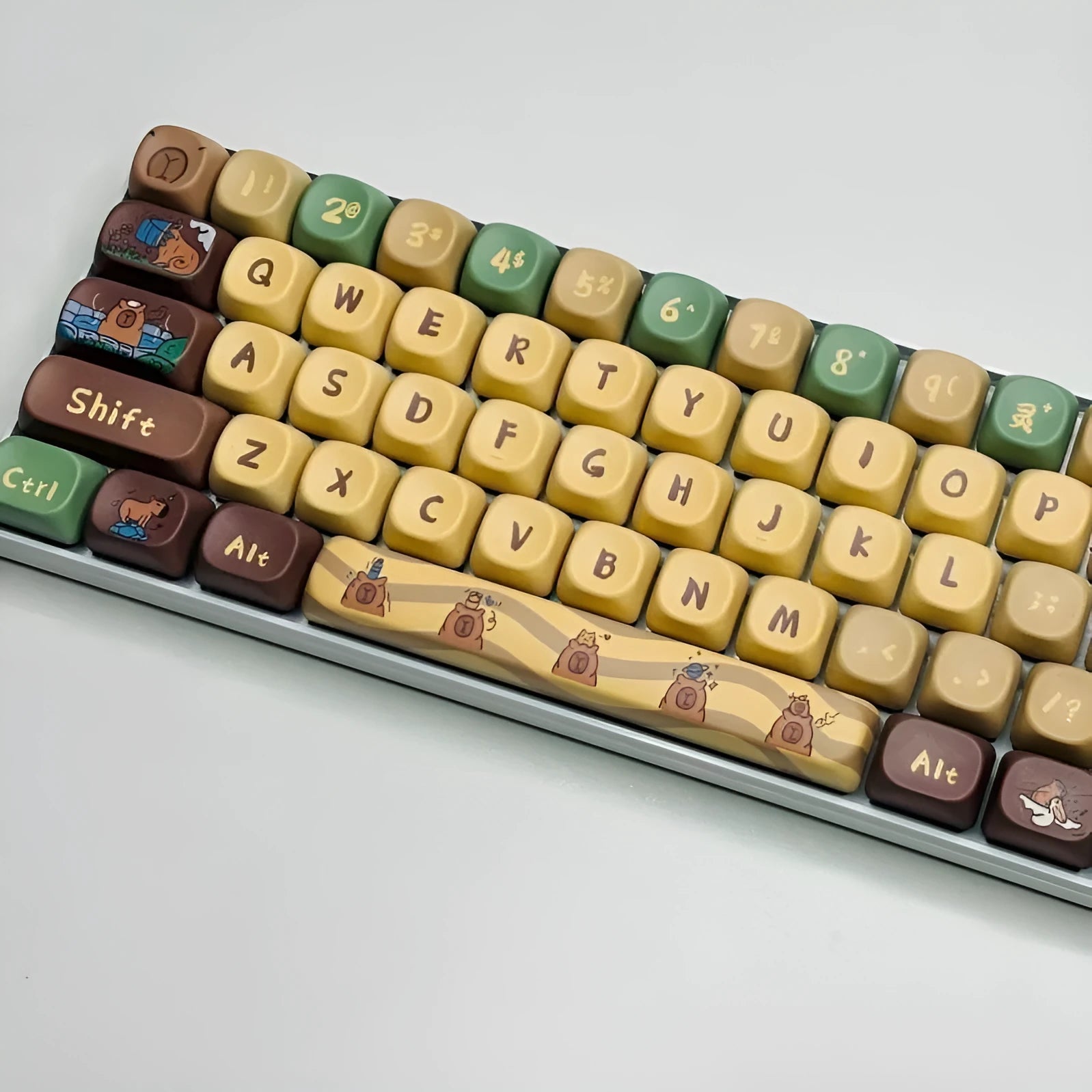 Capabala MOA girl themed 130-piece ABS mechanical keyboard keycap set laid out.