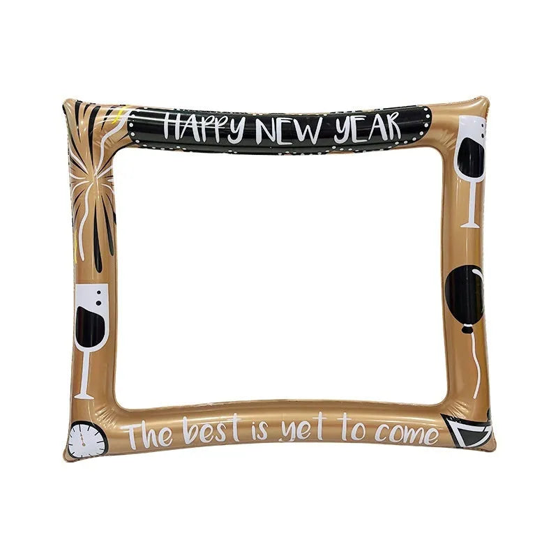 Large red, green, and white Christmas-themed inflatable photo frame made from PVC material.