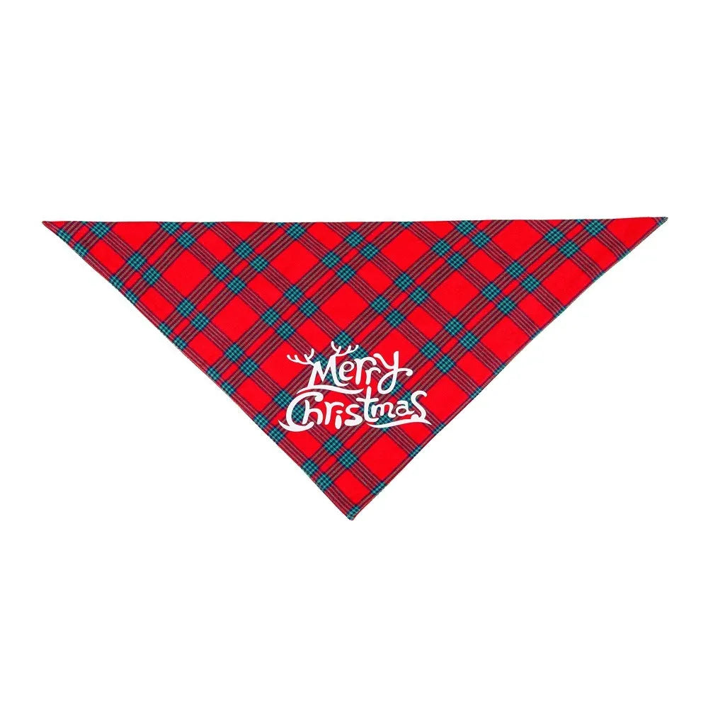 Christmas dog bandana pure cotton with Santa Claus pattern on red background, tie closure