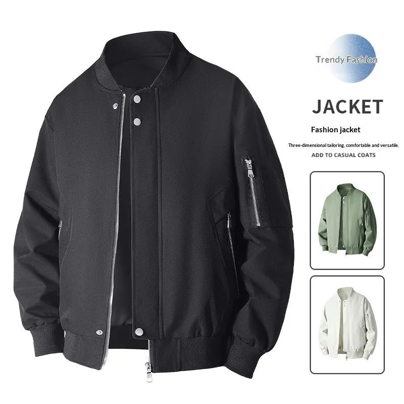 Oversized Jacket Loose Fit Polyester Fibre Drawstring Sleeves Coat for Daily Wear Youth Black Apricot Army Green Sizes L to 9XL British Style Versatile American Fashion Trend Handsome