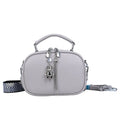 Women's 21x15cm PU stitching square bag with oval shape and double shoulder straps