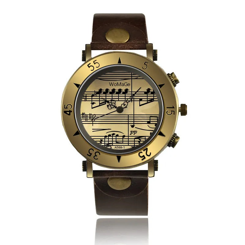 Men's music symbol fashion watch showing dial design and colour options