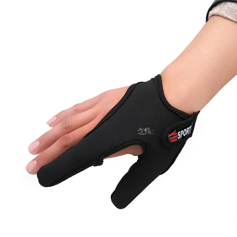 Single two-finger fishing glove with diving cloth back and microfiber palm, shown in a colour option.