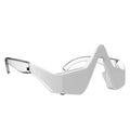 3D micro-current eye massager with glasses design on a pink background.