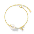 Women's silver bracelet with white chalcedony and starry sky design featuring peace buckle