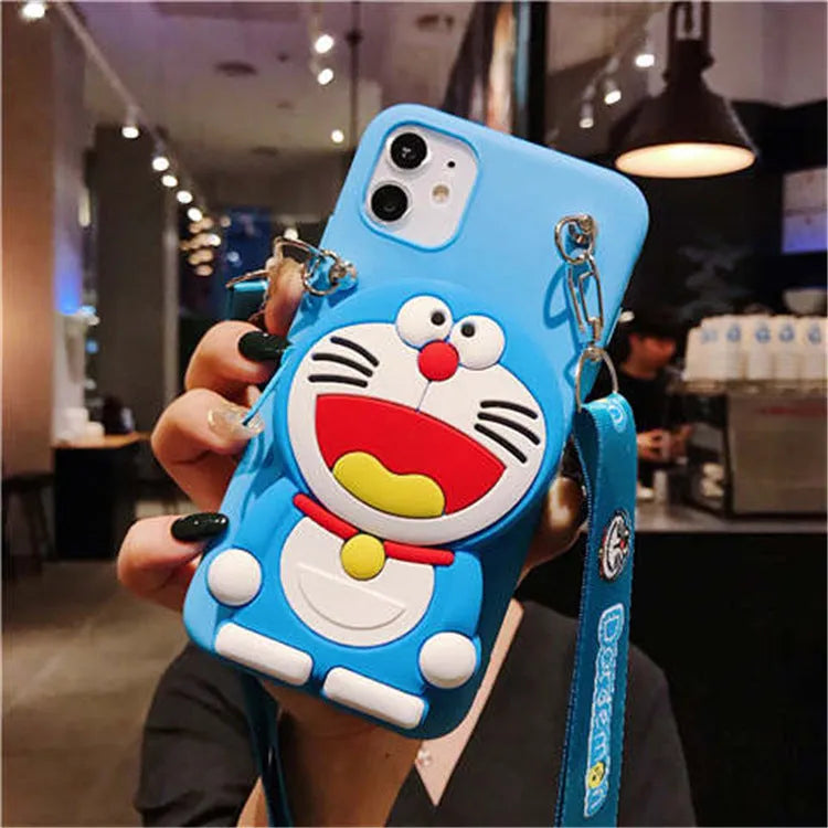 Cartoon camouflage silicone wallet case for Huawei phones with integrated card slot in multiple colours