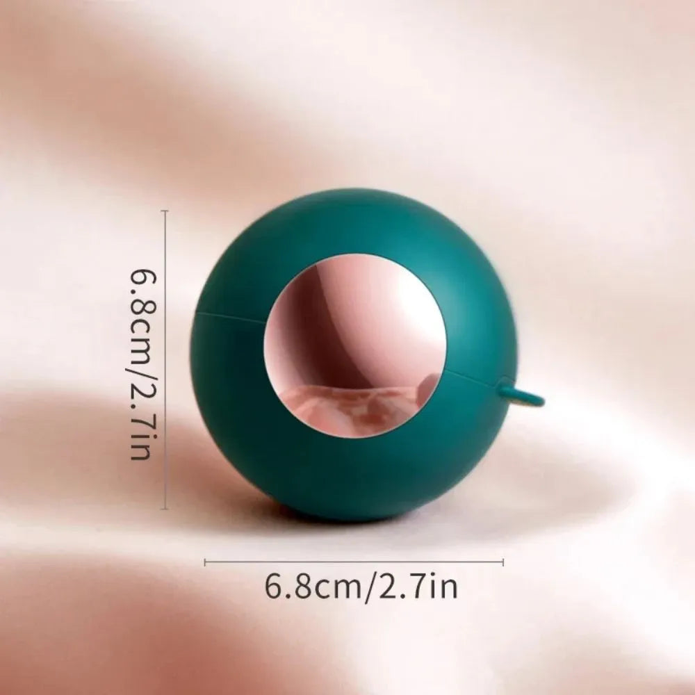 White reusable lint roller ball with handle for removing pet hair from fabric.