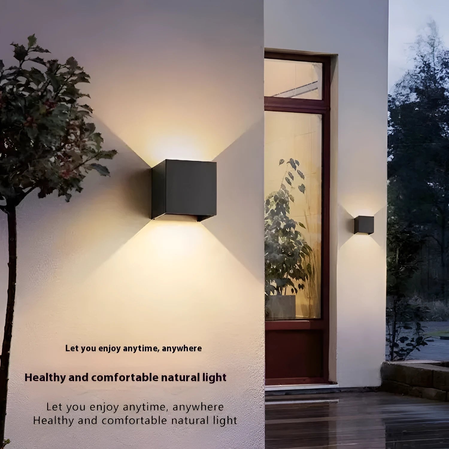 Black outdoor waterproof wall lamp with aluminium body and warm 6W LED light