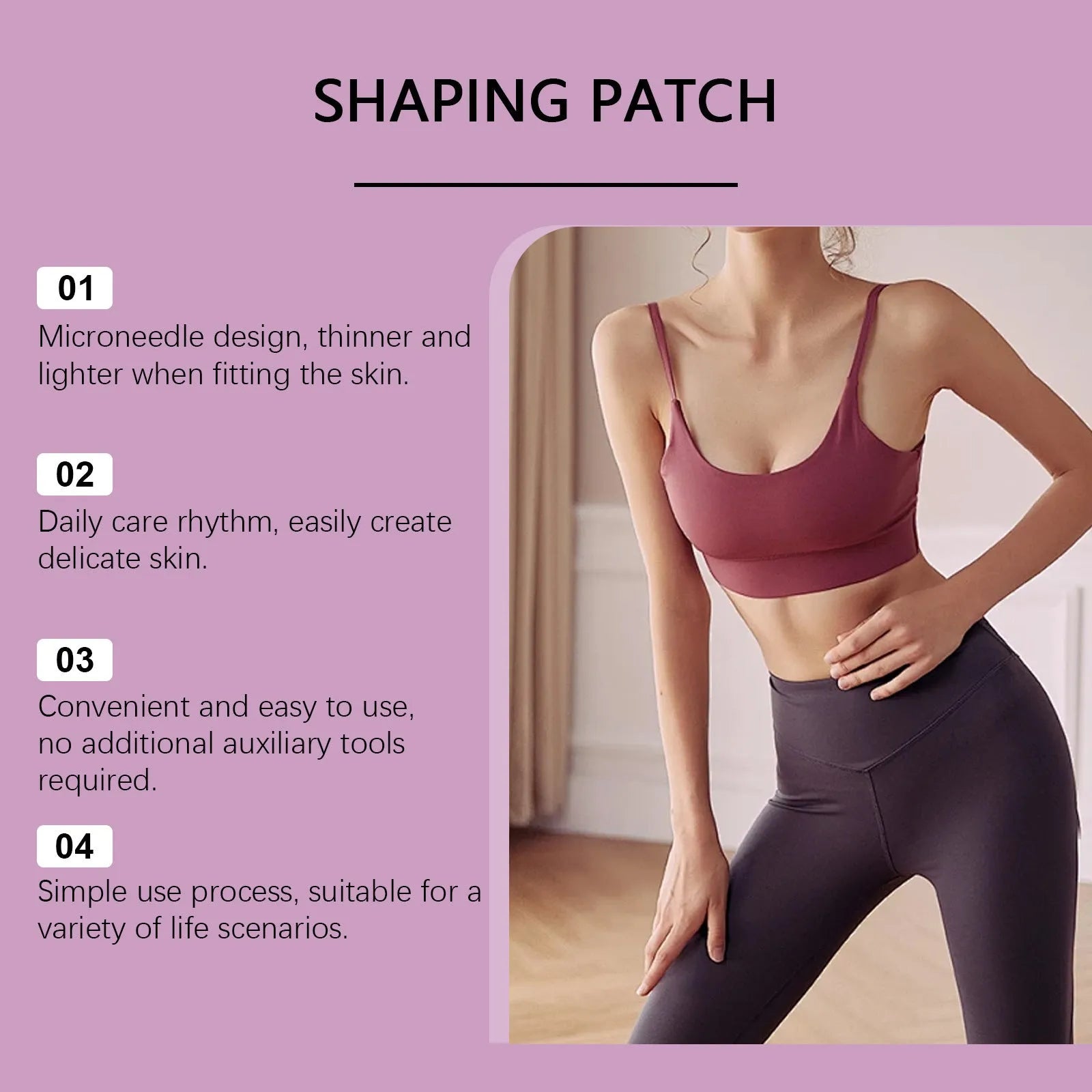 Four microneedle hydrogel body care patches with aloe and mint extracts in individual packaging