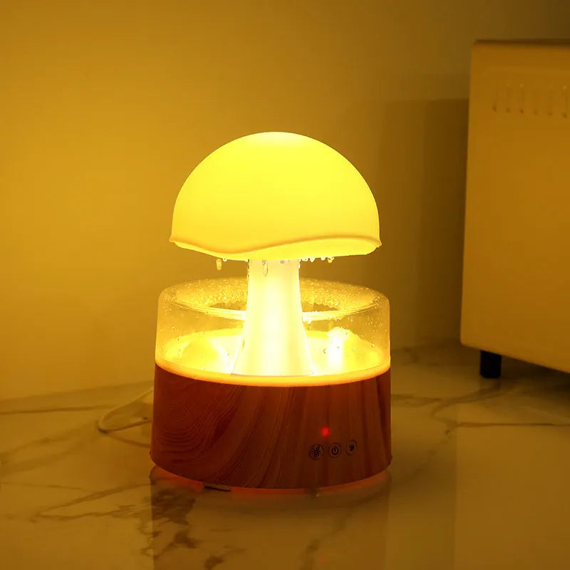 White Cloud Rain Humidifier aromatherapy machine with falling mist raindrops and coloured LED lights.
