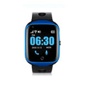 Black elderly safety smart watch showing a square colour screen with GPS and SOS icons on the display.