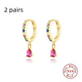 Sterling silver water drop eardrop earring with a coloured stone in a gold or silver plated setting.