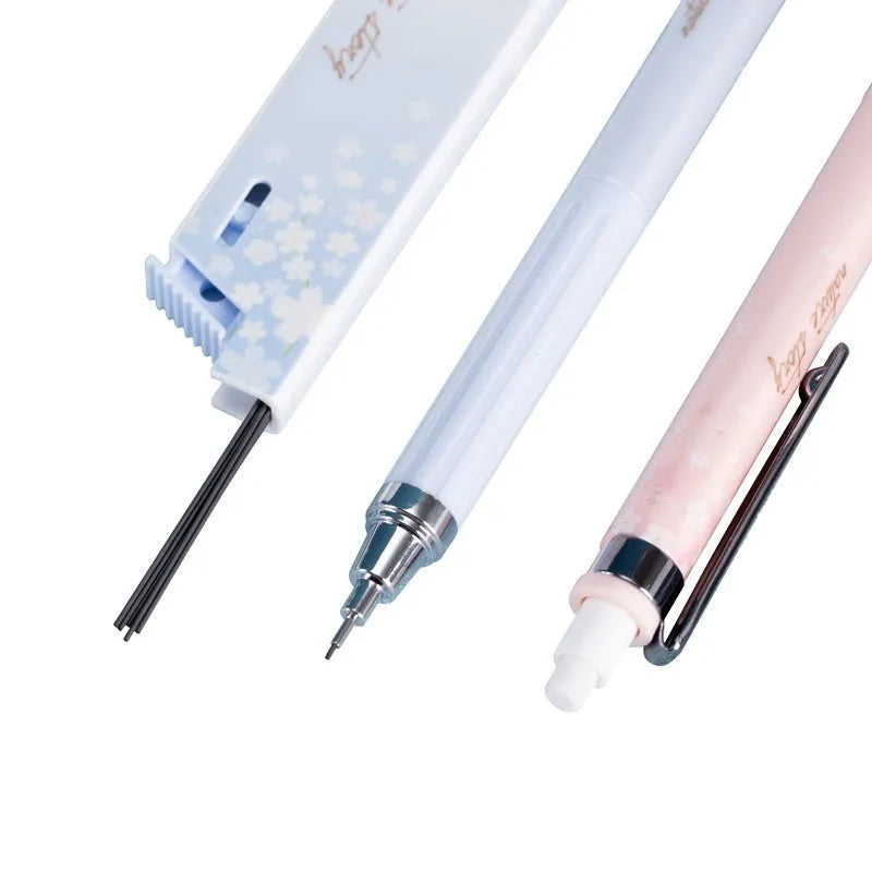 Mixed colour Sakura law pattern 0.5mm automatic pencil set with three pencils and three refill boxes.