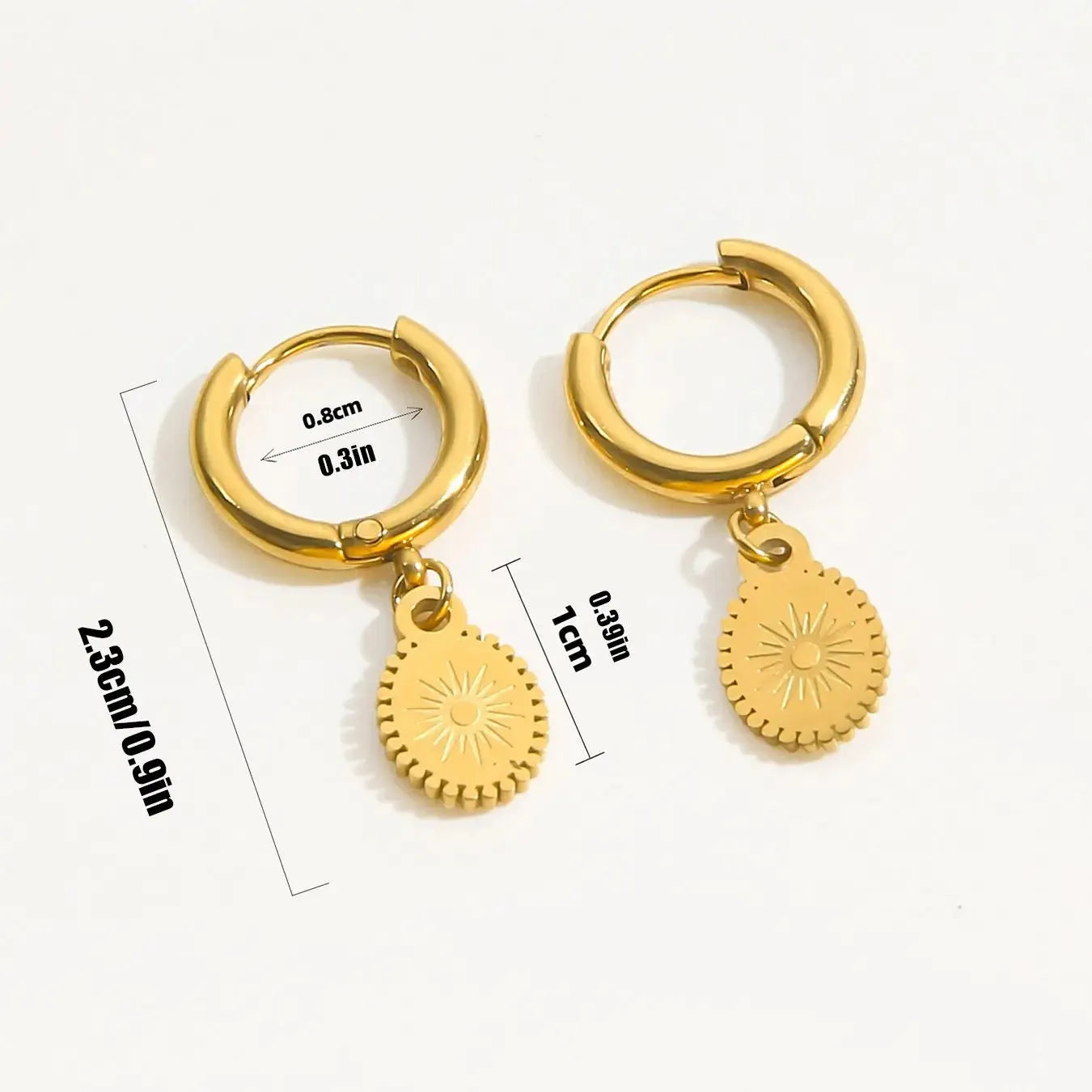 Geometric ellipse earrings in stainless steel with non-fading finish, fashion OL style ear button design