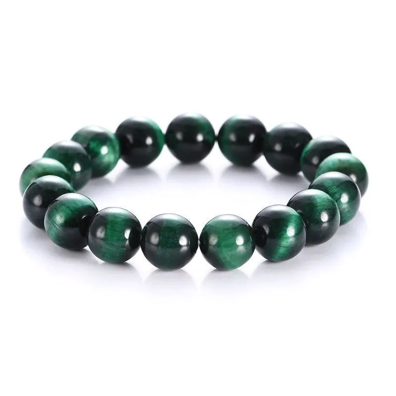 Green tiger eye stone bracelet with geometric faceted beads in various size options