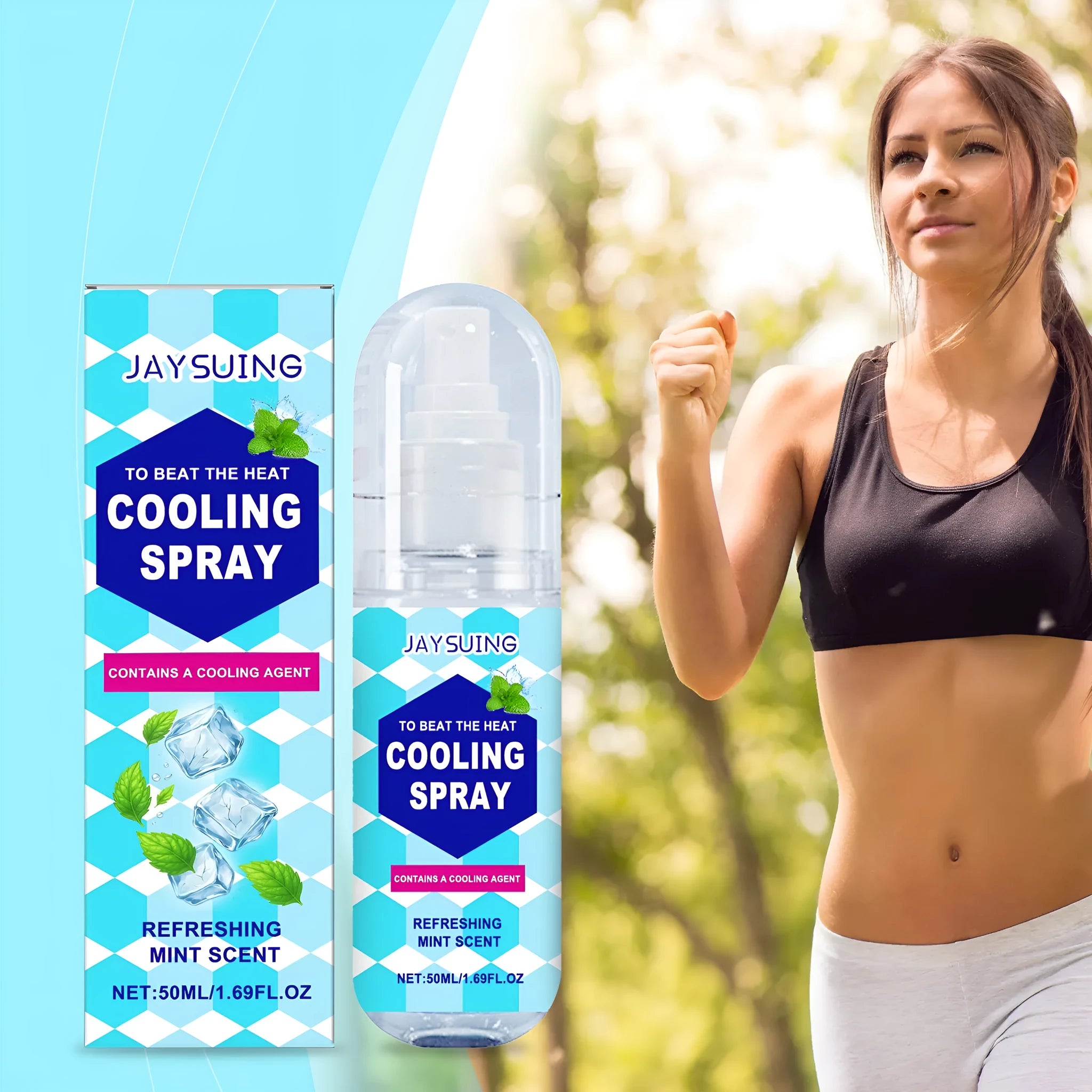 50ml cooling spray bottle with mint extract formula for summer heat relief