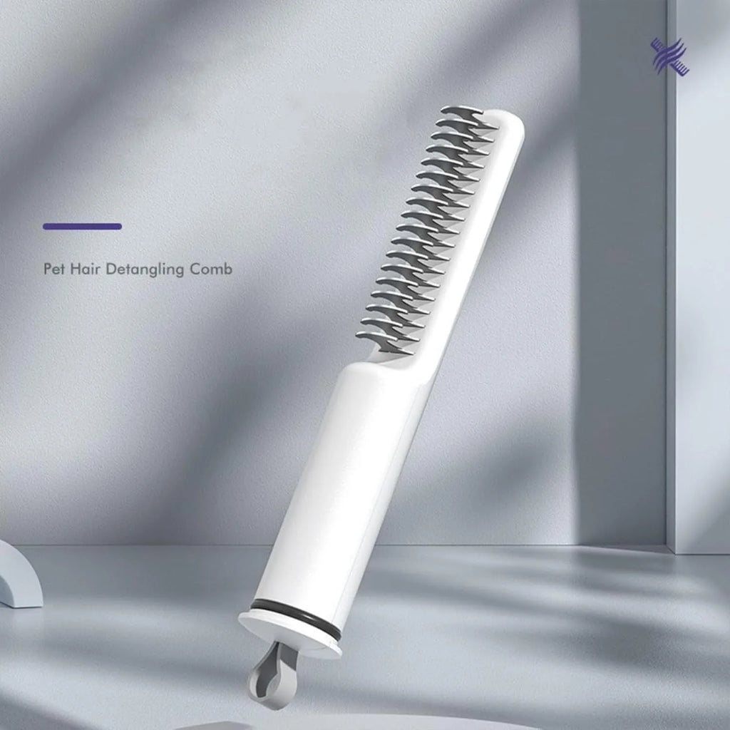Stainless steel dematting comb for dogs with user-friendly handle in pink or white