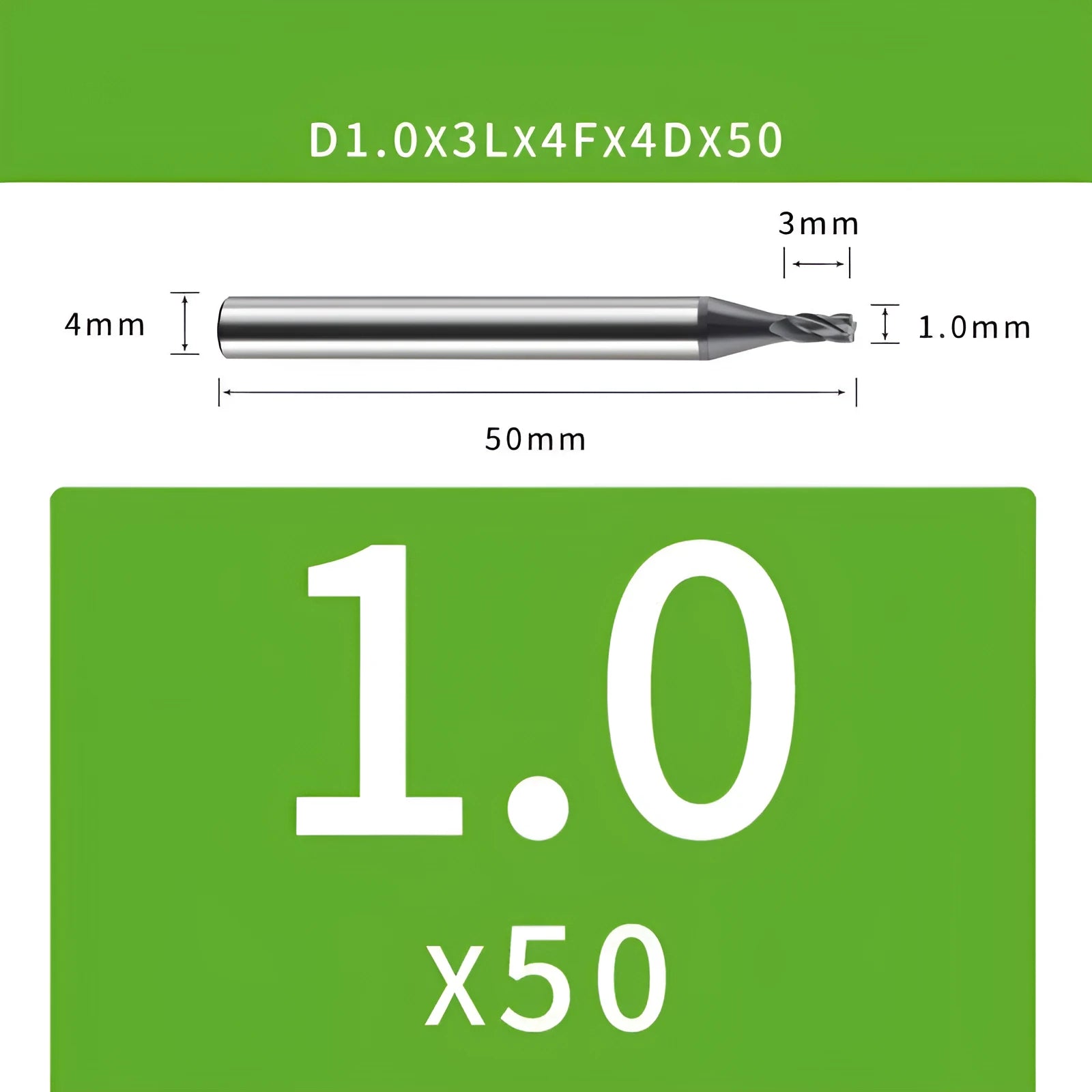 Tungsten steel 4-blade end mill with ball nose for contour milling