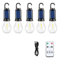 Five solar lantern bulbs with warm LED lights for outdoor garden lighting