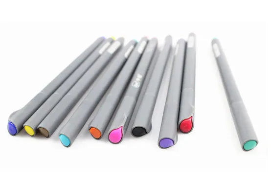 Pack of 10 hook line pens with 0.38mm tips for technical drawing and architecture drafting