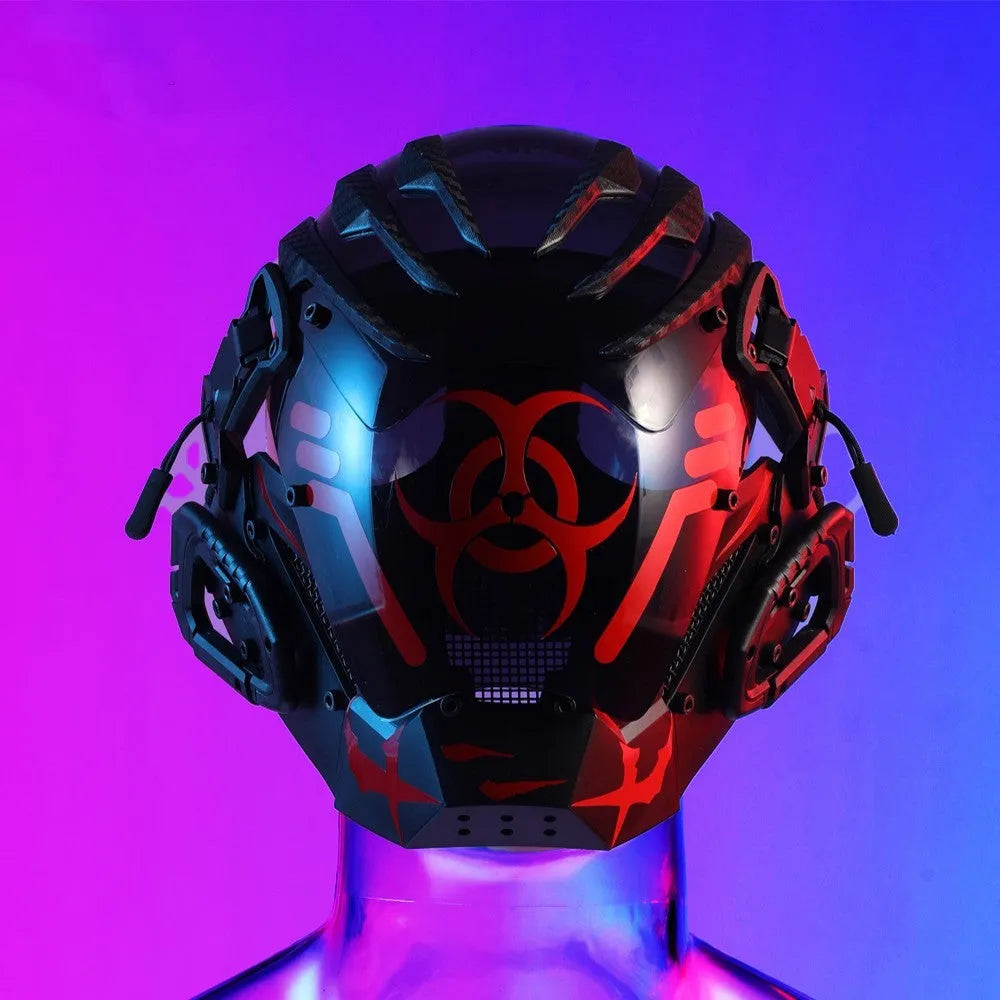 Black Bioweapon full face prop mask CYBER04 model showing helmet design