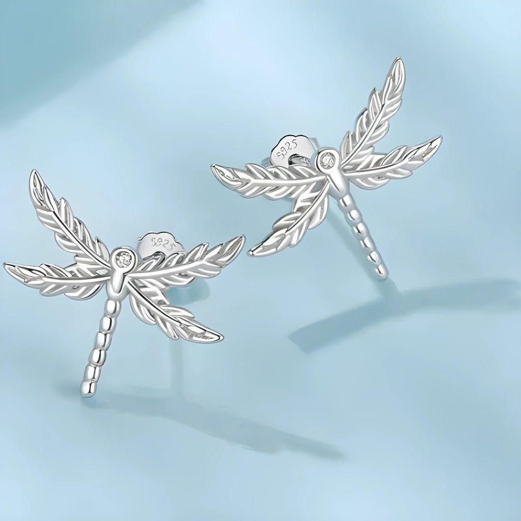 Sterling silver wing dragonfly stud earrings for women 925 silver electroplated SCE1909 colour advanced style