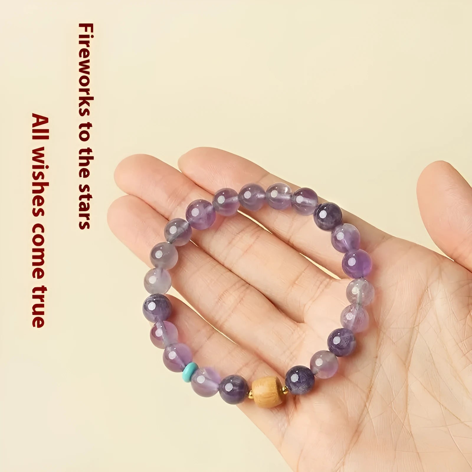 Purple amethyst crystal bracelet for women, showing 6mm and 8mm bead size options.