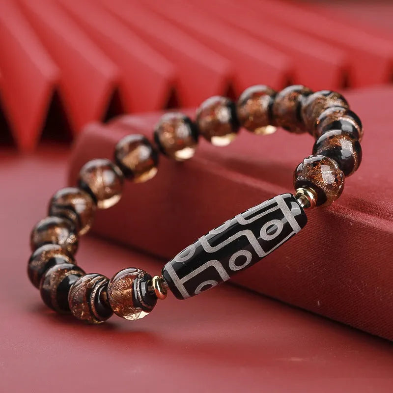 Chinese style unisex bracelet with colourful coloured glaze snake lucky beads in three purity sizes