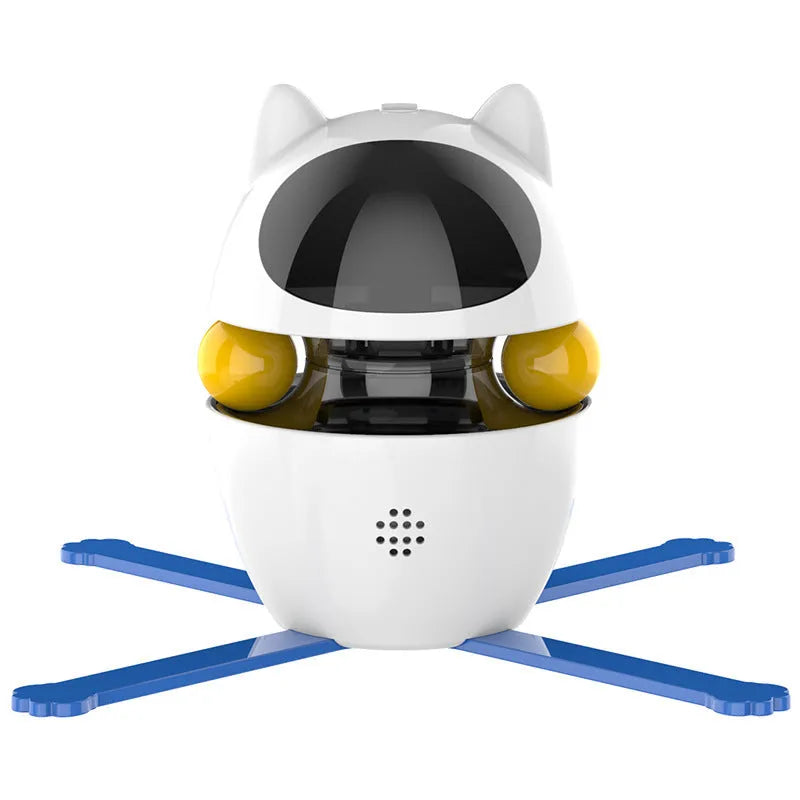 White electronic automatic cat toy with rotating funny stick and extended elastic rope