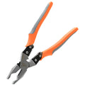 Orange multi-function wire cutter pliers with alloy steel head and PVC handle.