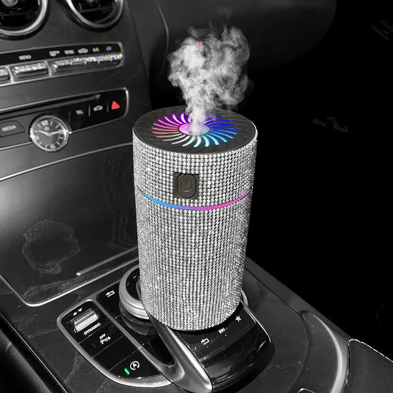 Diamond-shaped car humidifier with air purifier function in multiple colour options