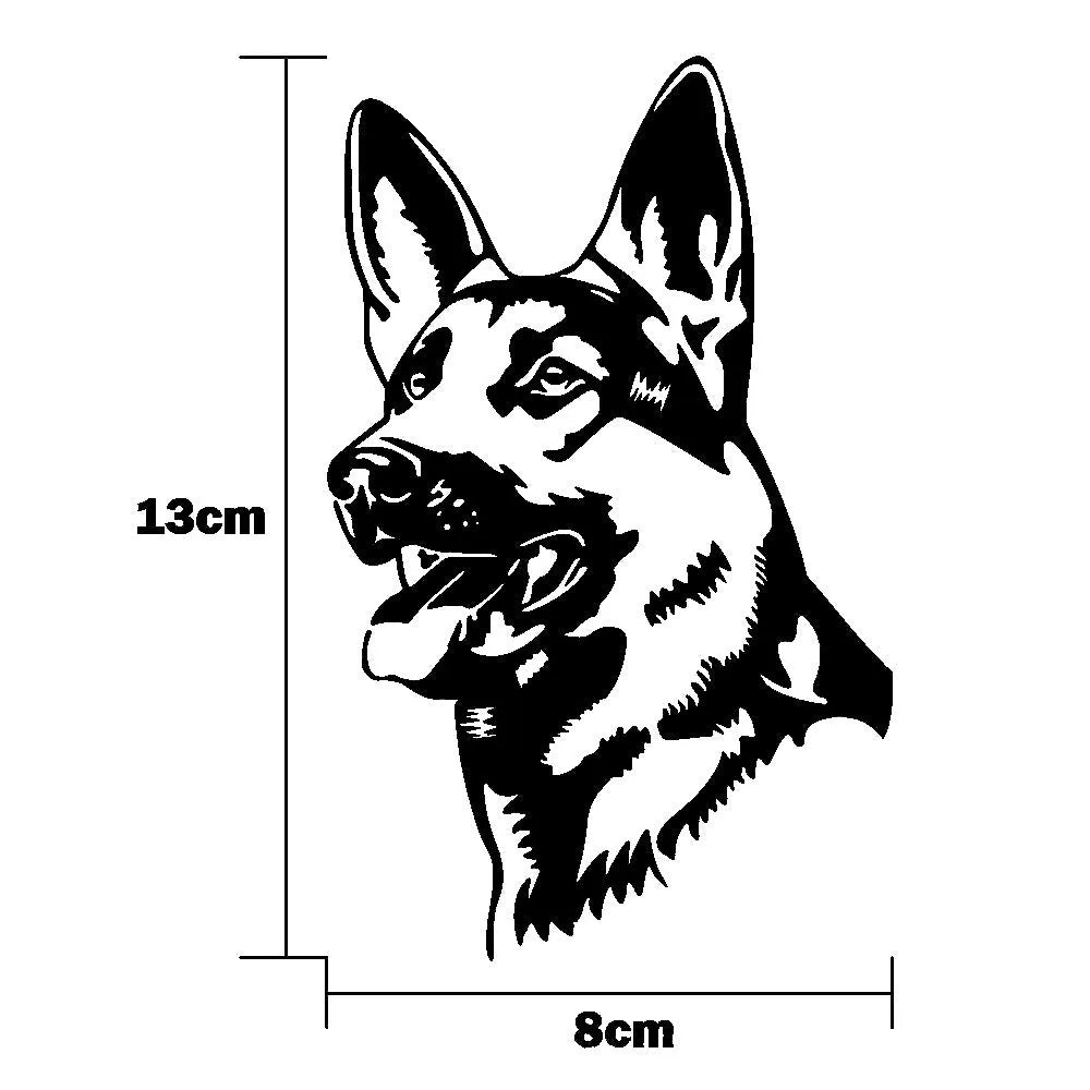 Reflective Alsace Shepherd dog bumper sticker with 13x8 cm dimensions
