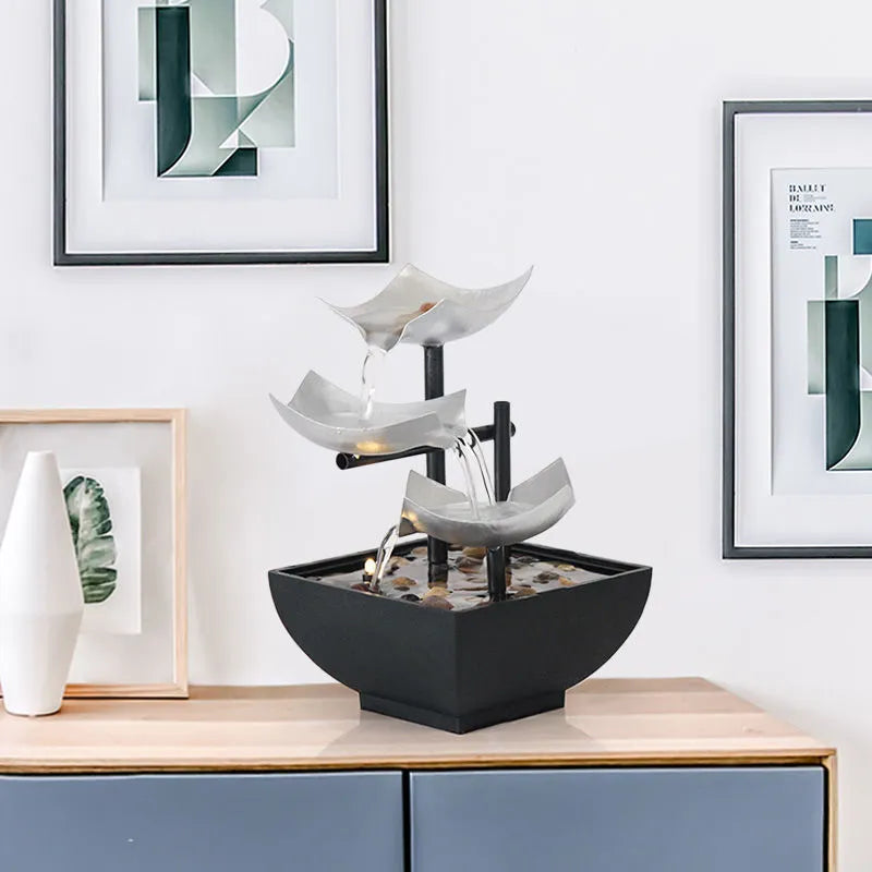 Modern minimalist desktop fountain water ornament with flowing water feature in JR001 colour
