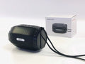 Compact USB Bluetooth wireless speaker in black, blue, pink, or purple colour options.